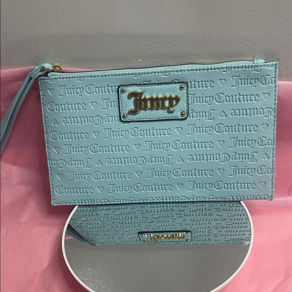 Juicy Couture Light Blue Logo Wristlet